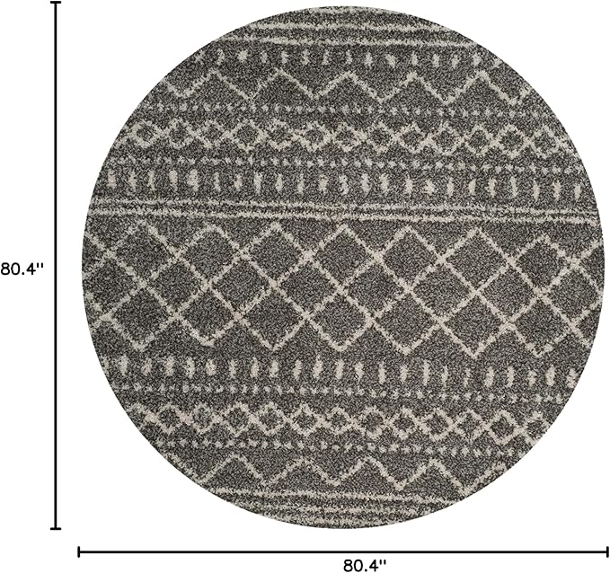 SAFAVIEH Arizona Shag Collection Area Rug - 6'7" Round, Brown & Ivory, Moroccan Design, Non-Shedding & Easy Care, 1.6-inch Thick Ideal for High Traffic Areas in Living Room, Bedroom (ASG741B)