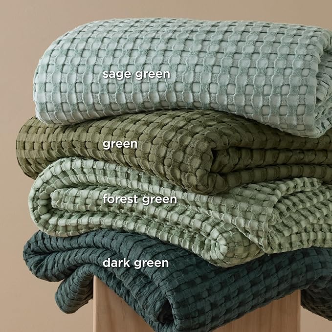 Bedsure Cooling Cotton Waffle Twin XL Blanket - Lightweight Breathable Blanket of Rayon Derived from Bamboo for Hot Sleepers, Luxury Throws for Bed, Couch and Sofa, Mint Green, 66x90 Inches