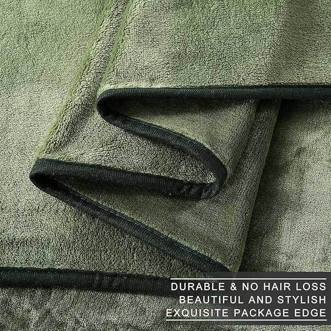 Polar Fleece Blankets Travel Size for The Bed Extra Soft Brush Fabric Super Warm Sofa Blanket 50" x 61"(Green Travel)