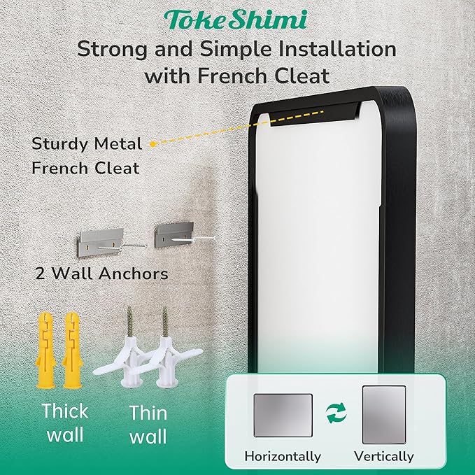 TokeShimi 48x36 Black Bathroom Mirror for Over Sink,Tempered Glass,Rectangle Mirror for Bathroom,Large Bathroom Mirror for Vanity(Horizontal/Vertical)