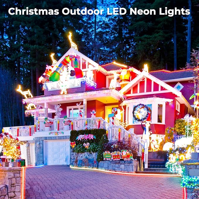 100FT LED Neon Rope Lights, Flexible Led Rope Lights Control with App/Remote, IP67 Outdoor RGB Color Changing Led Neon Lights Waterproof, Music Sync Led Strip Neon Lights for Bedroom Decor