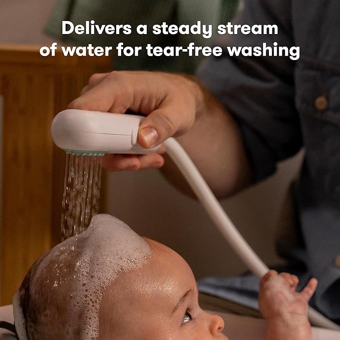 Frida Baby Control The Flow Bathtub Sprayer Attachment for Baby Bathtub, Shower Head with Scalp Massager, Control Waterflow with 2 Pressure Modes