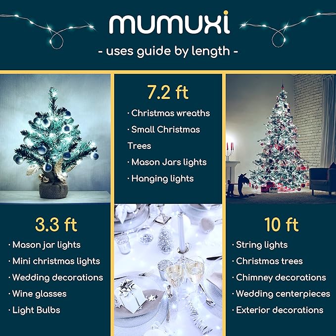 MUMUXI 24 Pack 7.2ft LED Fairy Lights Battery Operated, 20 Mini Battery Powered String Lights for Centerpiece Table Decorations, Wedding Party Bedroom Mason Jar Christmas, Cool White
