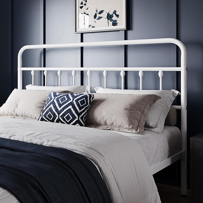 Yaheetech Classic Metal Platform Bed Frame Mattress Foundation with Victorian Style Iron-Art Headboard/Footboard/Under Bed Storage/No Box Spring Needed/King Size White