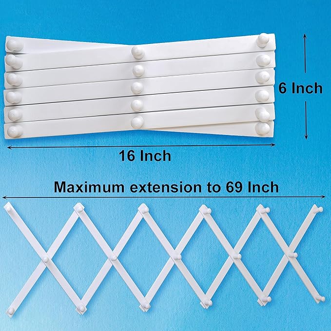 SKOLOO Hat Rack for Wall with 17 Hooks, Solid Wooden, Modern, Expandable Coat Rack Wall Mount for Coats, Hats, Bags, Baseball Caps, White