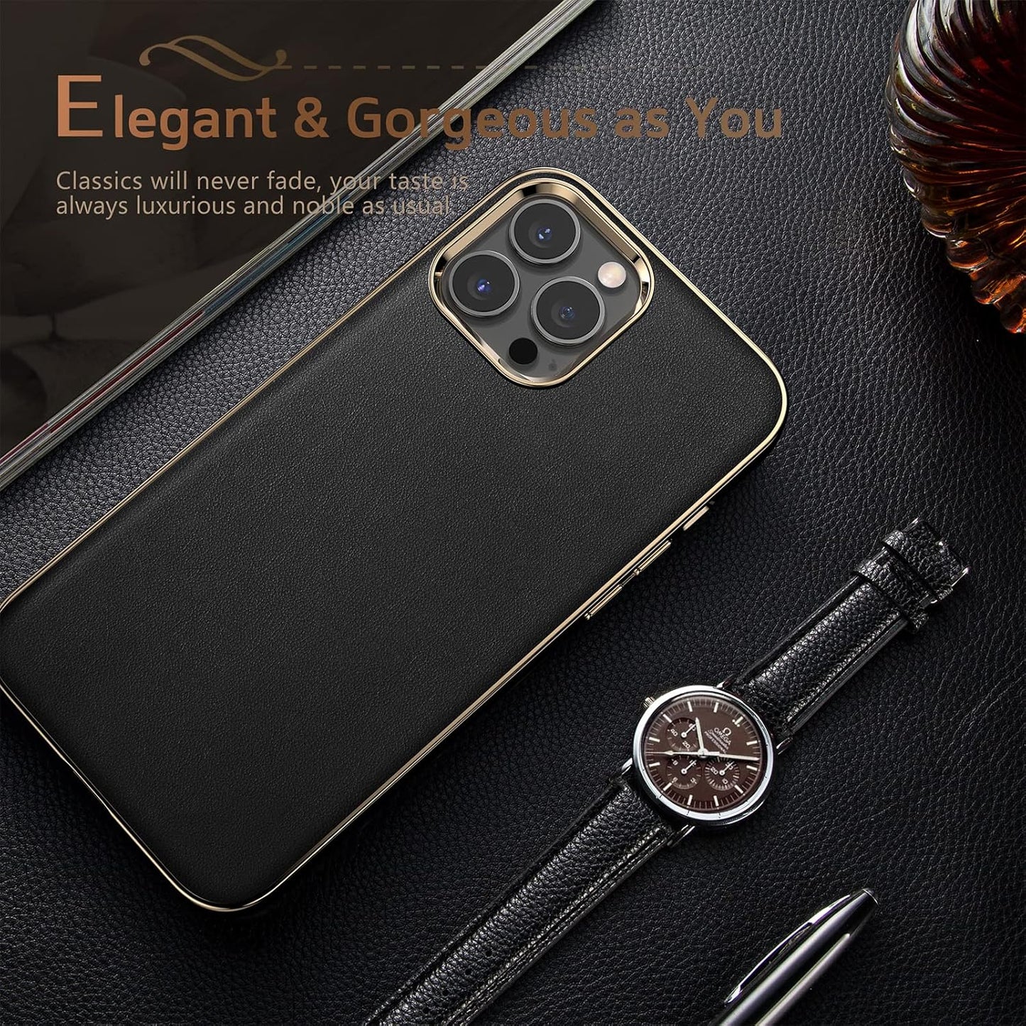 LOHASIC Leather Case for iPhone 13 Pro Max, Premium Slim Classic Cover Soft Grip Shockproof Compatible with 5G 6.7 inch
