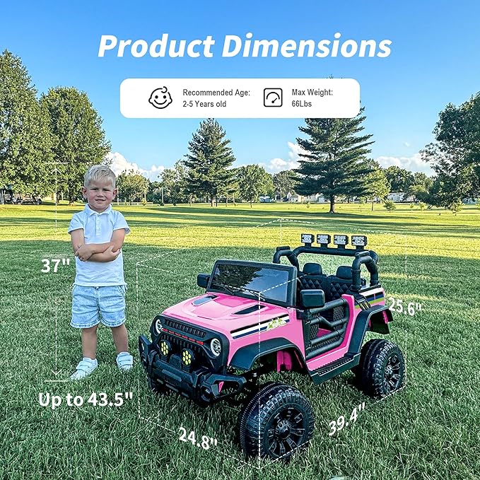 24V Kids Ride on Car, Kids Electric Vehicles Car Ride on Toy Truck for Toddlers w/Remote Control, 400W Motor - Light Pink