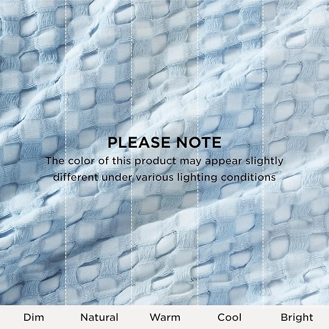 Bedsure Cooling Cotton Waffle Twin XL Blanket - Lightweight Breathable Blanket of Rayon Derived from Bamboo for Hot Sleepers, Luxury Throws for Bed, Couch and Sofa, Blue, 66x90 Inches