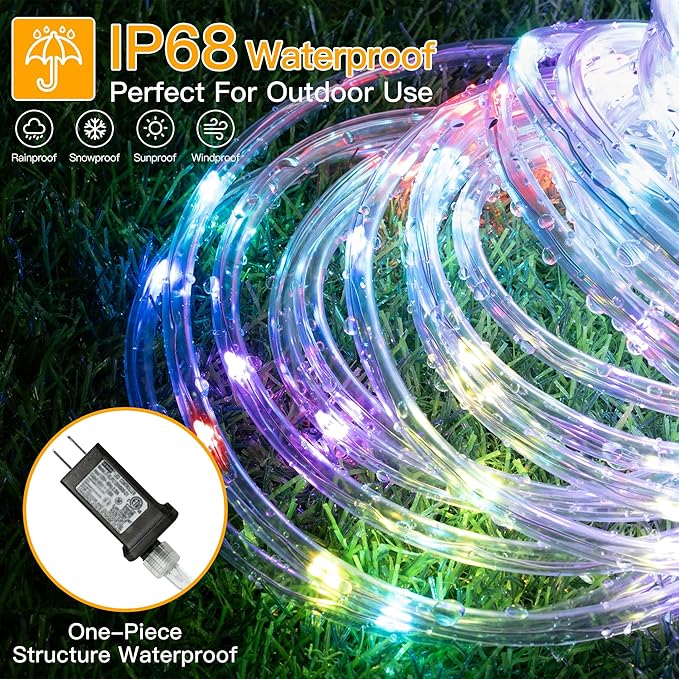 Ollny Rope Lights Outdoor Color Changing, 99FT 300 LED Waterproof Plug in Outdoor String Lights with Remote, 18 Colors Twinkle Rope Lights for Outside Indoor Party Christmas Holiday Decorations
