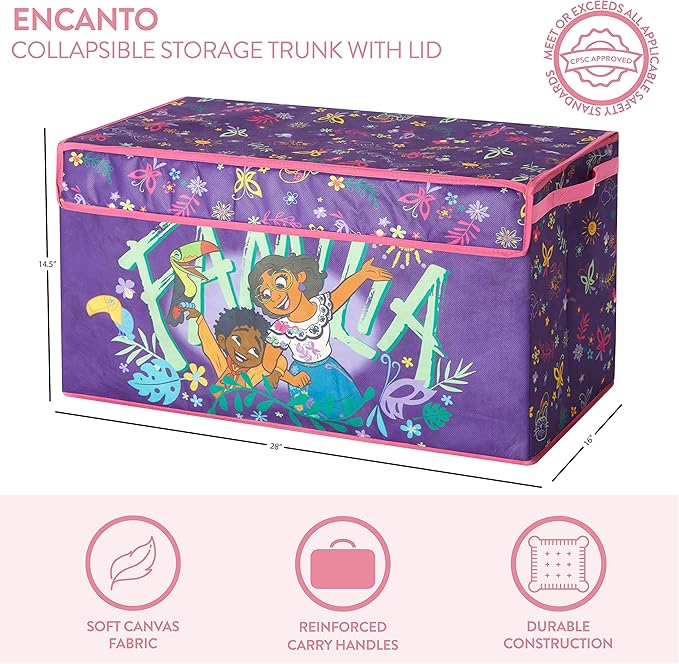 Idea Nuova Disney Encanto Collapsible Children’s Toy Storage Trunk, Durable with Lid