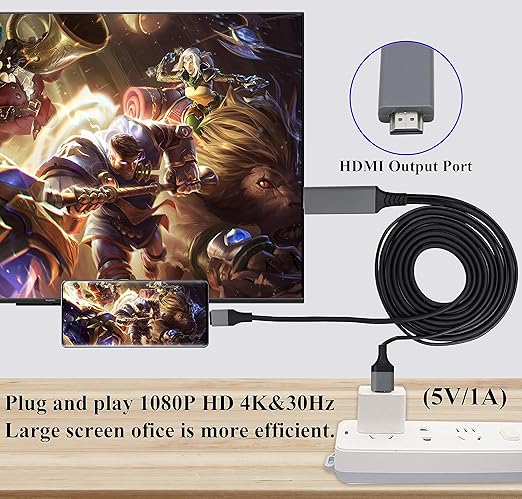 zdyCGTime 2 in 1 MHL USB Type C 3.1 Male & USB 2.0 A Male to HDMI Male 4K@30Hz HDTV Mirroring Video Audio Output Charging Cable Compatible with Android, MacBook, iPad, Thunderbolt 3(2m/Black-USB C)