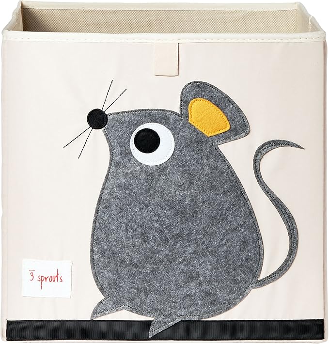 3 Sprouts Toy Storage Organizer: Toy Box Cube Organizer for Playroom, Nursery - Foldable Storage Bin - Mouse