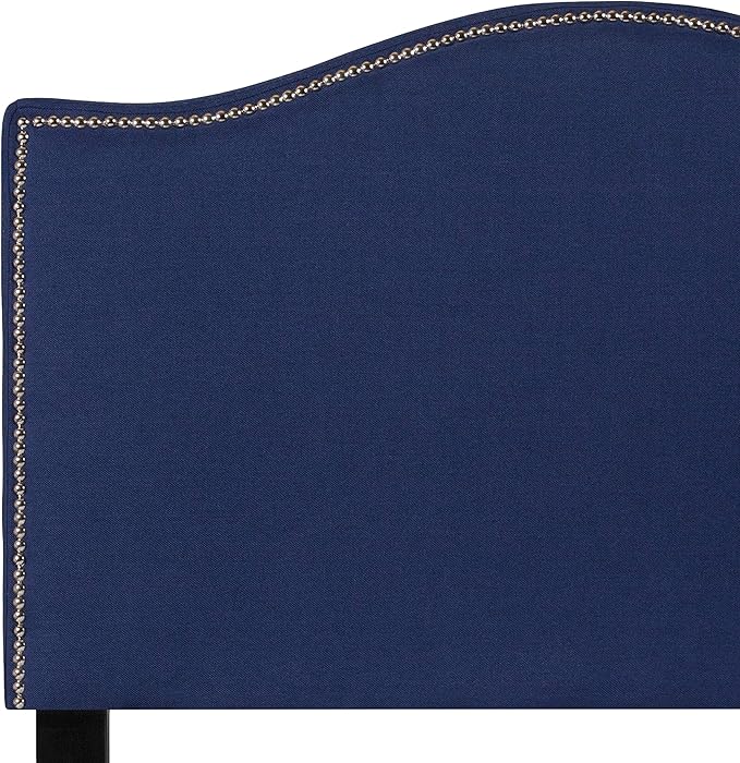 Flash Furniture Lexington Upholstered Twin Size Headboard with Accent Nail Trim in Navy Fabric