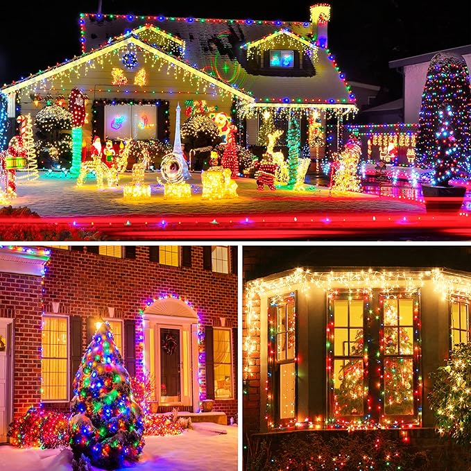 KOUQIYA Battery Operated Christmas Lights, 2 Set of 17ft 50 LED Mini String Light with Auto-Timer 8 Modes Waterproof Tree Lights (Multicolor, 50 LEDs x 2 Pack)