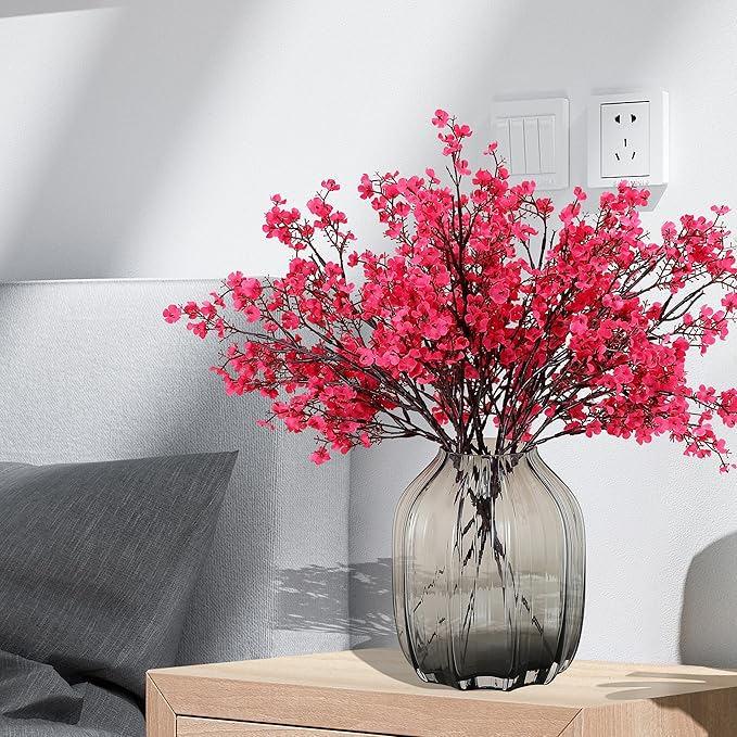 JAKY-Global 6pcs Babys Breath Artificial Flowers Gypsophila Bouquet Bulk Fake Spring Silk Small Flowers Real Touch Faux Floral for Home Bedroom Kitchen Garden Wedding Christmas Party DIY Decor (Rose)