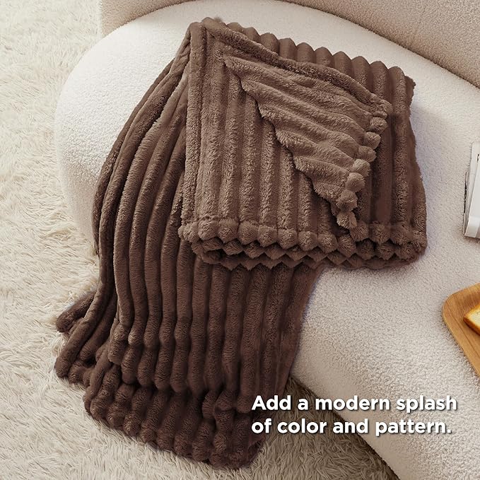 Bedsure GentleSoft Fondue Fudge Fleece Blanket for Couch - Cozy Soft Blankets for Women, Cute Small Throws for Girls, 60x80 Inches