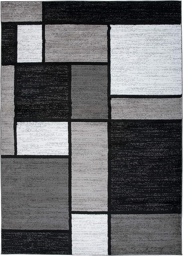 Rugshop Contemporary Modern Boxes for Home Office,Living Room,Bedroom,Kitchen Non-Shedding Area Rug 7' 10" X 10' 2" Gray