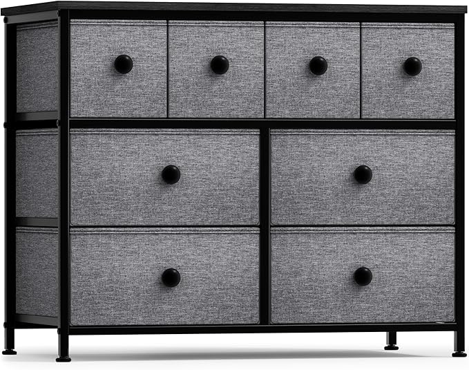 Sorbus Dresser with 8 Drawers - Chest Clothing Organizer Unit with Steel Frame Wood Top Knob Handle Easy Pull Fabric Bins - Large Storage Furniture for Bedroom, Hallway, Living Room, Nursery & Closet