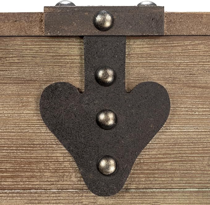 Household Essentials Antiqued Decorative Trunk, Large, Chinese Fir Panel and MDF, Smooth Backing and Metal Hinge Accent, Flat Top and Stay-Open Lid