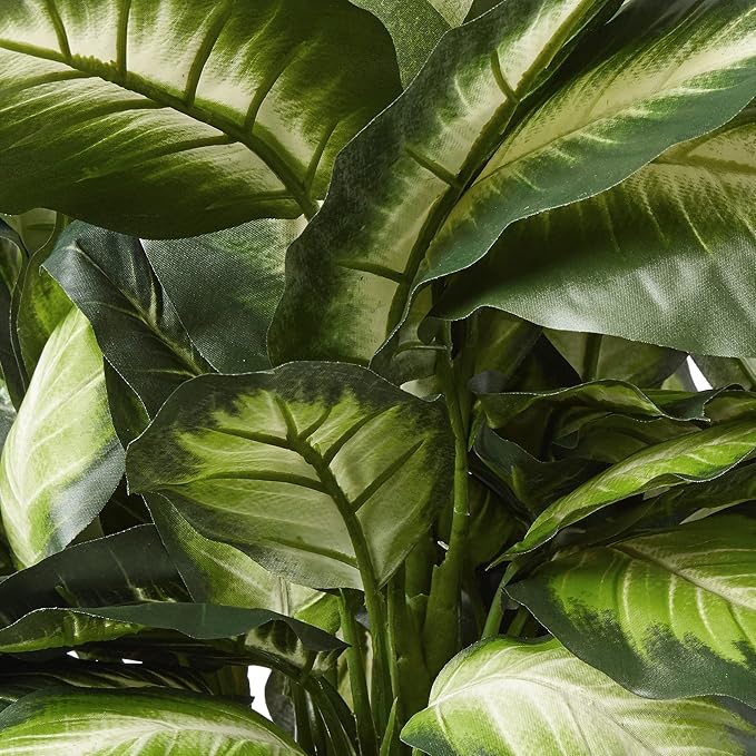 Nearly Natural 22IN Artificial Triple Golden Dieffenbachia Plant with Decorative Wood Planter, Faux Plant for Indoor Home Décor
