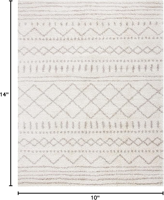 SAFAVIEH Arizona Shag Collection Area Rug - 10' x 14', Ivory & Beige, Moroccan Design, Non-Shedding & Easy Care, 1.6-inch Thick Ideal for High Traffic Areas in Living Room, Bedroom (ASG741A)