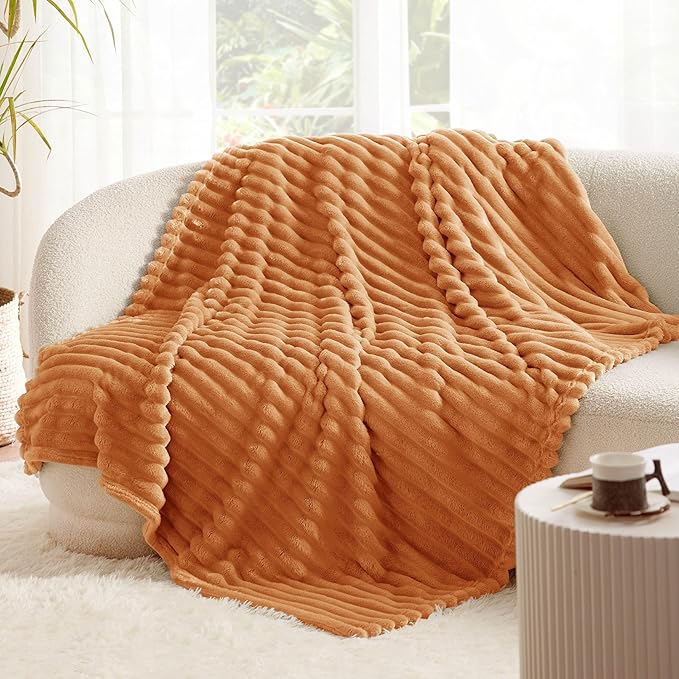 Bedsure GentleSoft Burnt Orange Twin XL Blanket for Bed - Cozy Soft Fall Blankets for Women, Cute Small Fleece Throws for Girls, Birthday Gifts for Women, 66x90 Inches