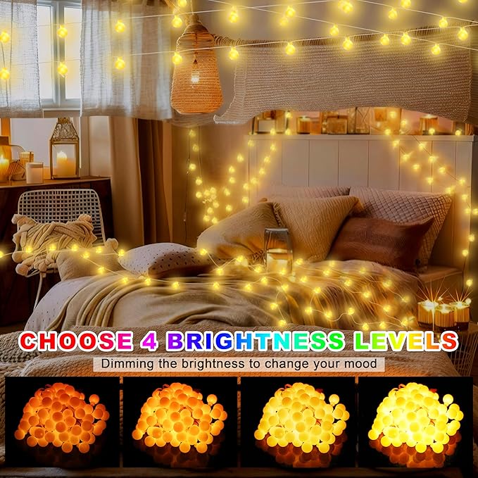 OMIKA Color Changing String Lights Plug in, 25 Colors 33FT 100LED RGB+Warm White Globe String Lights, Outdoor Christmas Globe Decorative Lights with Remote for Indoor Bedroom Party Garden Xmas Decor