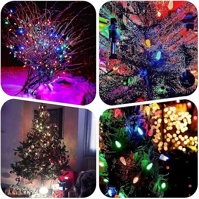 Battery Operated String Lights - 18ft 50 LED C3 String Lights Christmas Lights Battery Powered String Lights for Indoor Outdoor Christmas Tree Wreath Party Decoration, Waterproof, Multicolor 2Pack