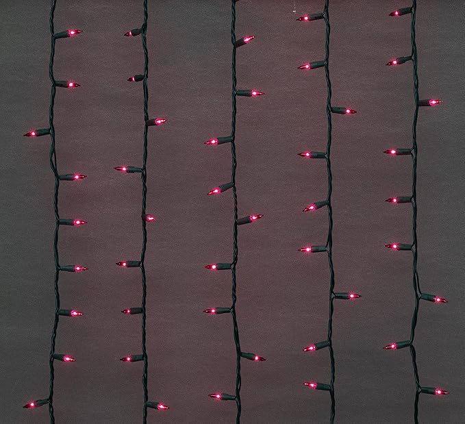 Brite Star 100 Count Mini String Christmas Lights, Red - 22 feet Indoor/Outdoor Christmas Tree Lights with Green Wire