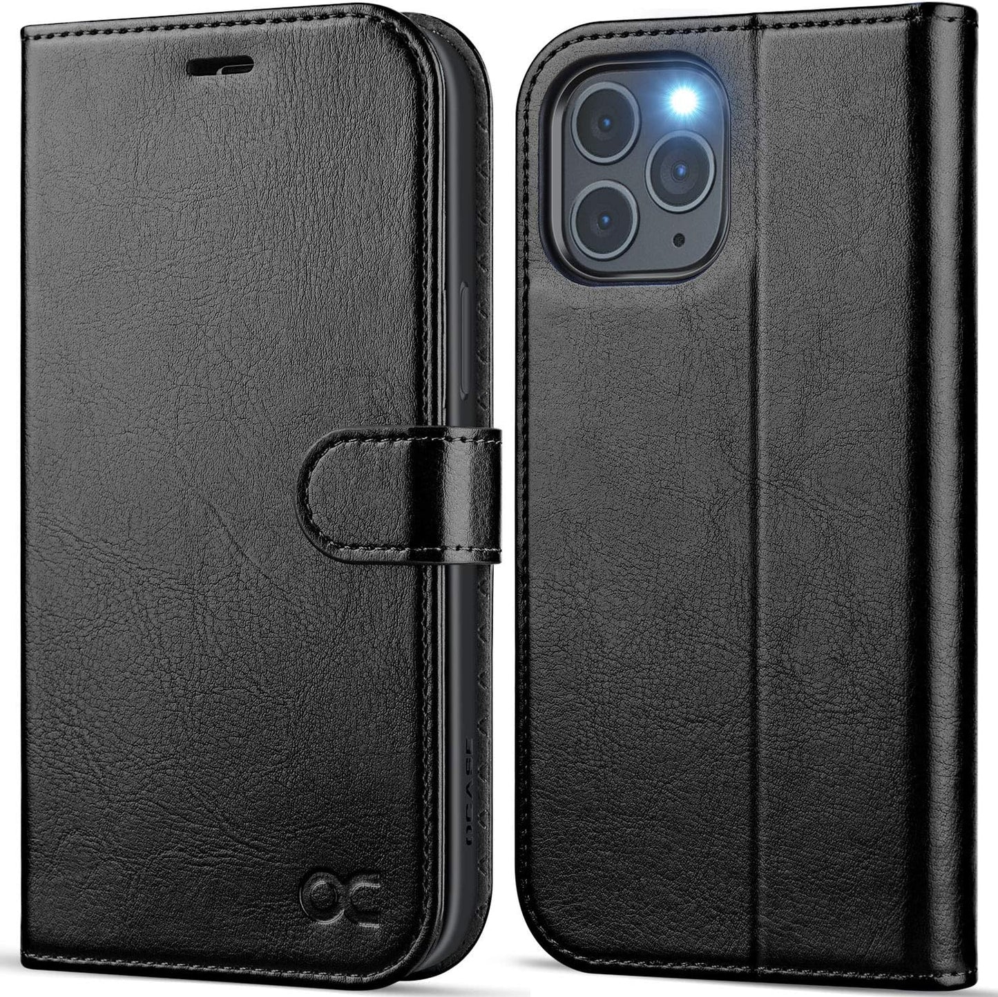 OCASE iPhone 12 Pro Max Wallet Case, Black PU Leather Flip Folio with Card Holders, RFID Blocking, Kickstand