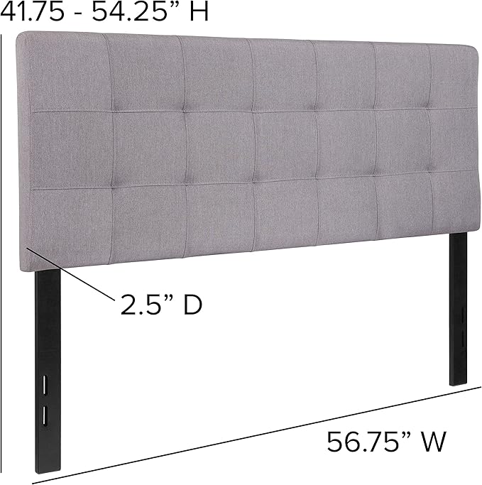 Flash Furniture Bedford Tufted Upholstered Full Size Headboard in Light Gray Fabric