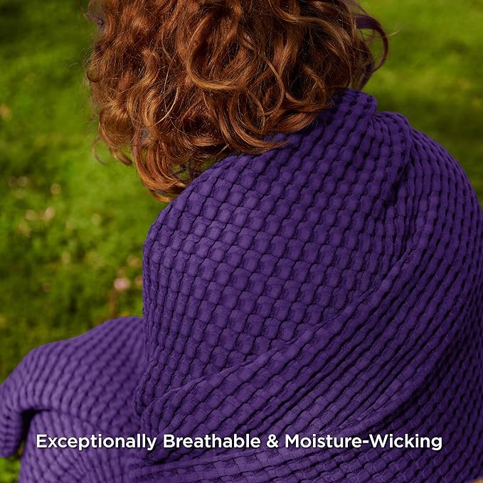 Bedsure Cooling Cotton Waffle Twin XL Blanket - Lightweight Breathable Blanket of Rayon Derived from Bamboo for Hot Sleepers, Luxury Throws for Bed, Couch and Sofa, Purple, 66x90 Inches
