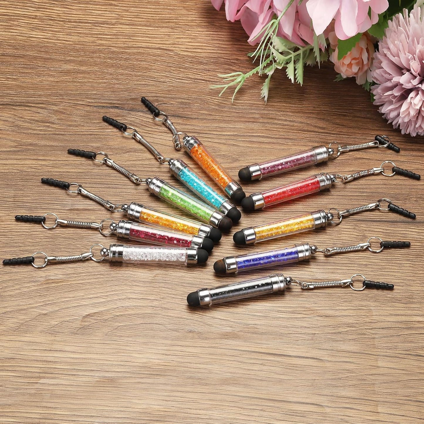 MECCANIXITY 5pcs Mini Crystal Diamond Stylus Pens for Touchscreen Devices, Universal Compatibility (Black)