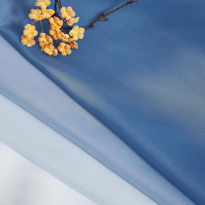 NICETOWN Navy Blue Ombre Sheer Scarf Curtains Valances, Elegant Backdrop Voile Texture for Indoor Outdoor Wedding Ceremony/Party/Pergola Canopy, Set of 2, W60 x L216