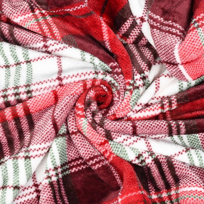 Catalonia Wearable Fleece Blanket with Sleeves and Foot Pockets for Adult Women Men, Micro Plush Comfy Wrap Sleeved Throw Blanket Robe Large, Red Plaid