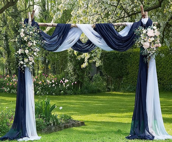 LinenZone Navy Window Scarf Valance in 288 Inch Size. Use Window Scarves as Canopy Bed or Backdrop Curtains, Curtain Scarf, or Sheer Fabric for Draping. (Amazing 55 x 288, Navy)