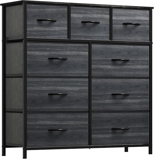 YITAHOME Dresser for Bedroom with 9 Drawers - Fabric Storage Tower, Tall Chest Organizer Unit for Living Room, Entryway, Closets with Sturdy Steel Frame, Wooden Top