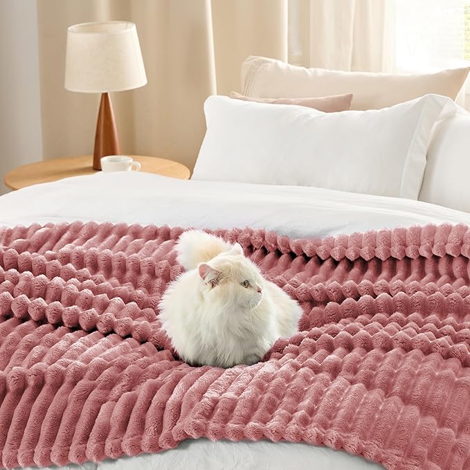 Bedsure GentleSoft Brick Dust Fleece Queen Blanket for Couch - Super Soft Cozy Blankets for Women, Cute Small Blanket for Girls, 90x90 Inches
