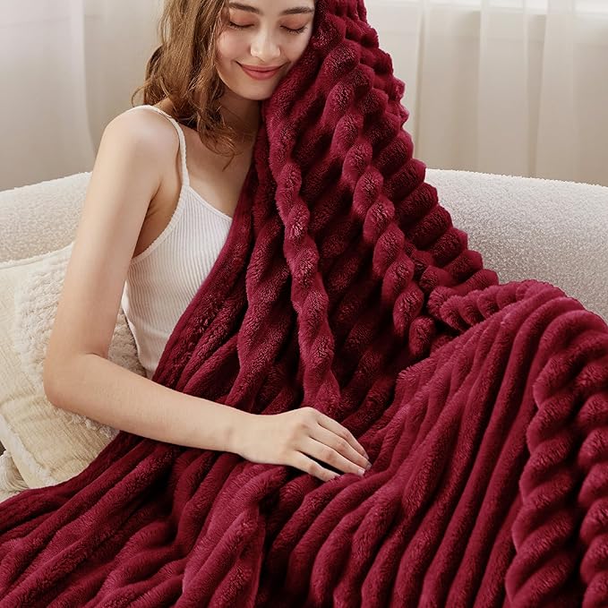 Bedsure GentleSoft Deep Red Fleece Blanket for Couch - Cozy Soft Blankets for Women, Cute Small Throws for Girls, 60x80 Inches