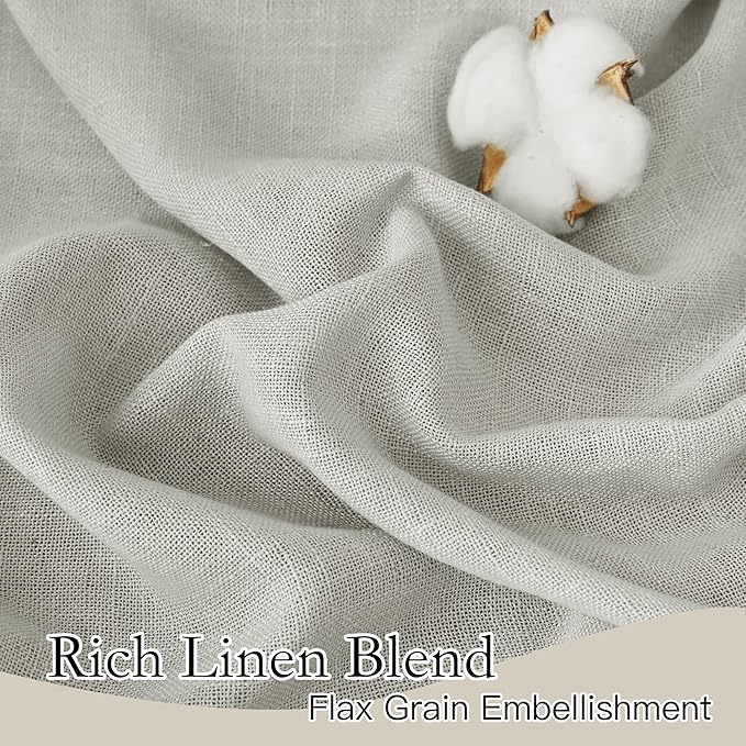 RYB HOME Floor to Ceiling Curtains 120 inches Long, Flax Linen Blend Semi Sheer Curtains Soft Airy Half Privavy Drapery for Sliding Door, Bay Window, Living Room, W 52 x L 120 inch, 2 Panels, Grey