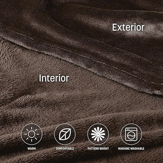 Catalonia Wearable Fleece Blanket with Sleeves and Foot Pockets for Adult Women Men, Micro Plush Comfy Wrap Sleeved Throw Blanket Robe Large, Brown