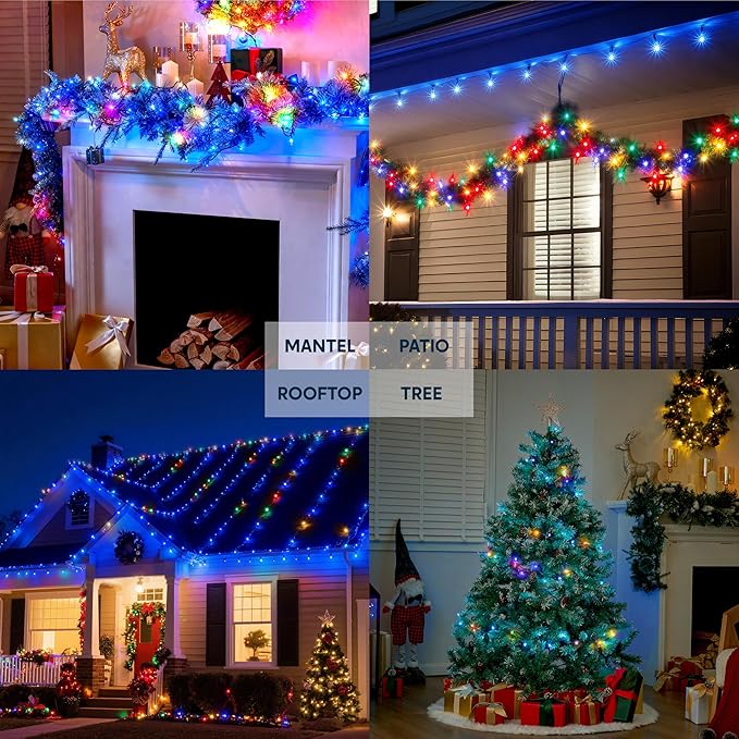 Joiedomi Blue Christmas String Lights,100 Count 22.3FT Christmas Fairy Tree Lights Plug in for Indoor Outdoor Xmas Decorations Patio Holiday Theme Party Yard House,Green Wire