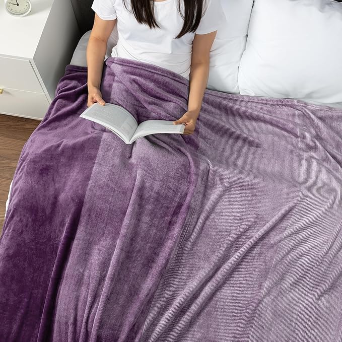 PAVILIA Purple Ombre Fleece Throw Blanket for Couch, Soft Flannel Blanket for Sofa Bed Room, Plush Lightweight Light Lavender Lilac Gradient Blanket, Cozy Microfiber Decorative Gift Throw, 50x60