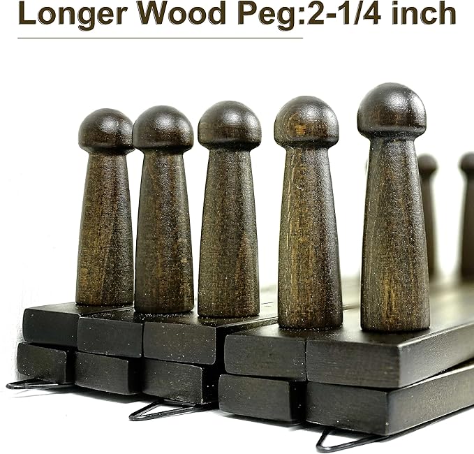 WEBI Accordion Wall Hanger,Accordion Hat Rack for Wall,Expandable Wooden Coat Rack Wall Mounted,Accordion Hook Rack for Hats,Caps,16 Peg,Dark Walnut