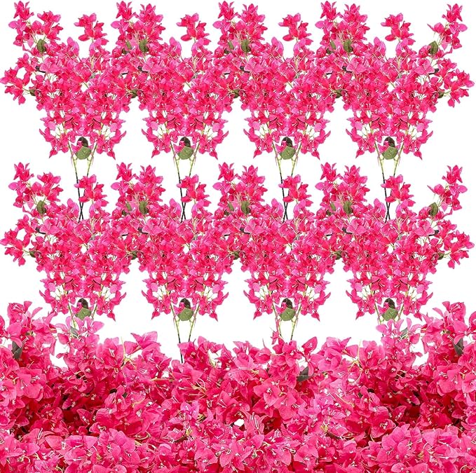 16 Pcs Artificial Bougainvillea Flowers Garland Totally 61.94 ft Fake Silk Bougainvillea Vines Long Plant Faux Wreaths for Centerpieces Runner Wedding Arch Wall Decorations