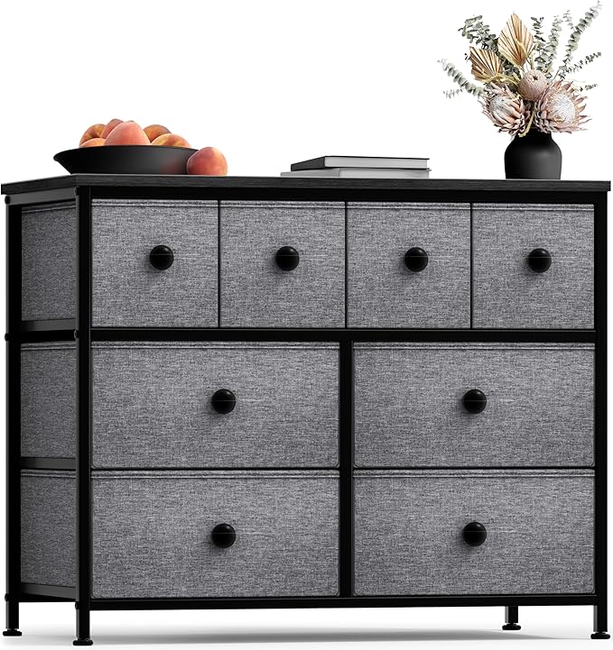 Sorbus Dresser with 8 Drawers - Chest Clothing Organizer Unit with Steel Frame Wood Top Knob Handle Easy Pull Fabric Bins - Large Storage Furniture for Bedroom, Hallway, Living Room, Nursery & Closet