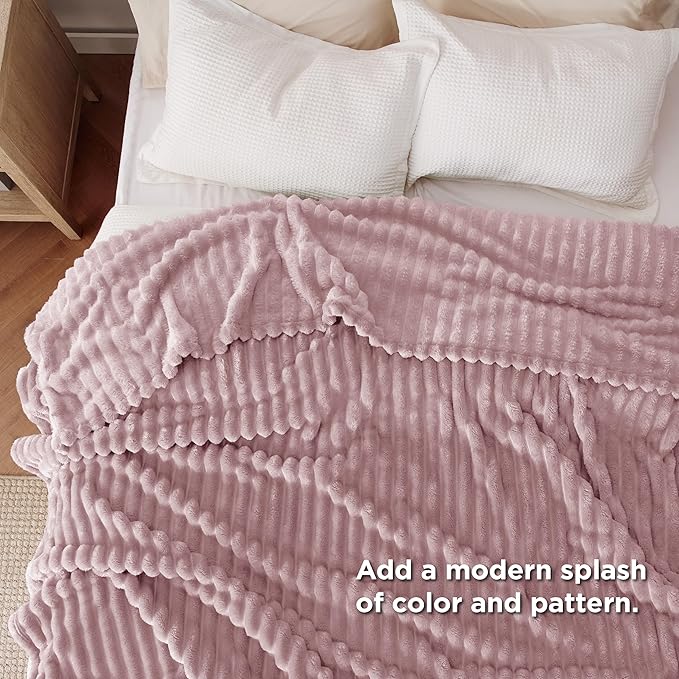 Bedsure GentleSoft Pink Fleece Blanket for Couch - Cozy Soft Blankets for Women, Cute Small Throws for Girls, 108x90 Inches