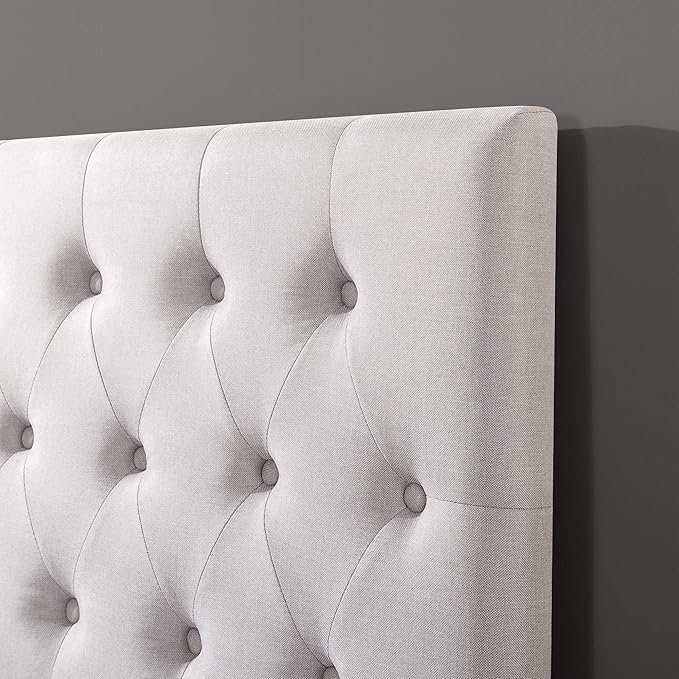ZINUS Trina Upholstered Headboard, Button Tufted Upholstery, Adjustable Height, Easy Assembly, Light Grey, Full