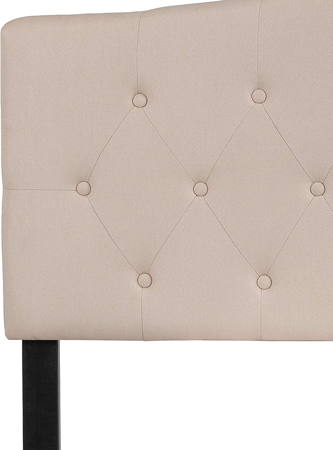 Flash Furniture Cambridge Button Tufted and Diamond Stitched Upholstered Full Size Headboard in Beige Fabric