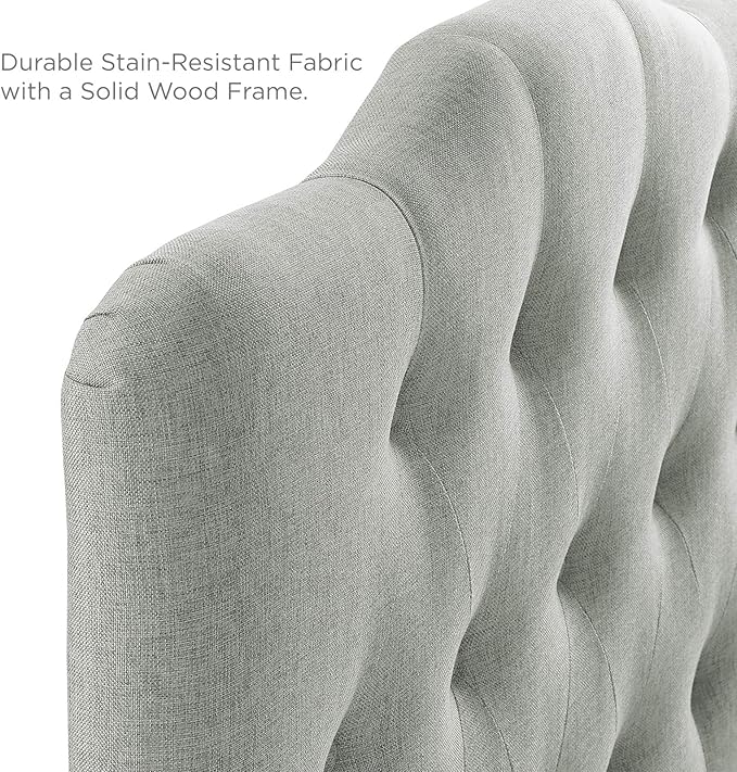 Modway MOD-5160 Annabel Tufted Button Linen Fabric Upholstered Twin Headboard in Gray